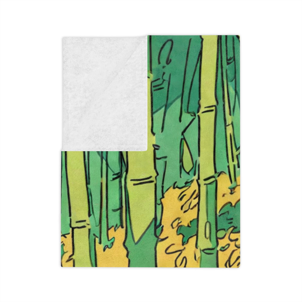 Bamboo Flute Maker in the Moss Grove Velveteen Throw Blanket
