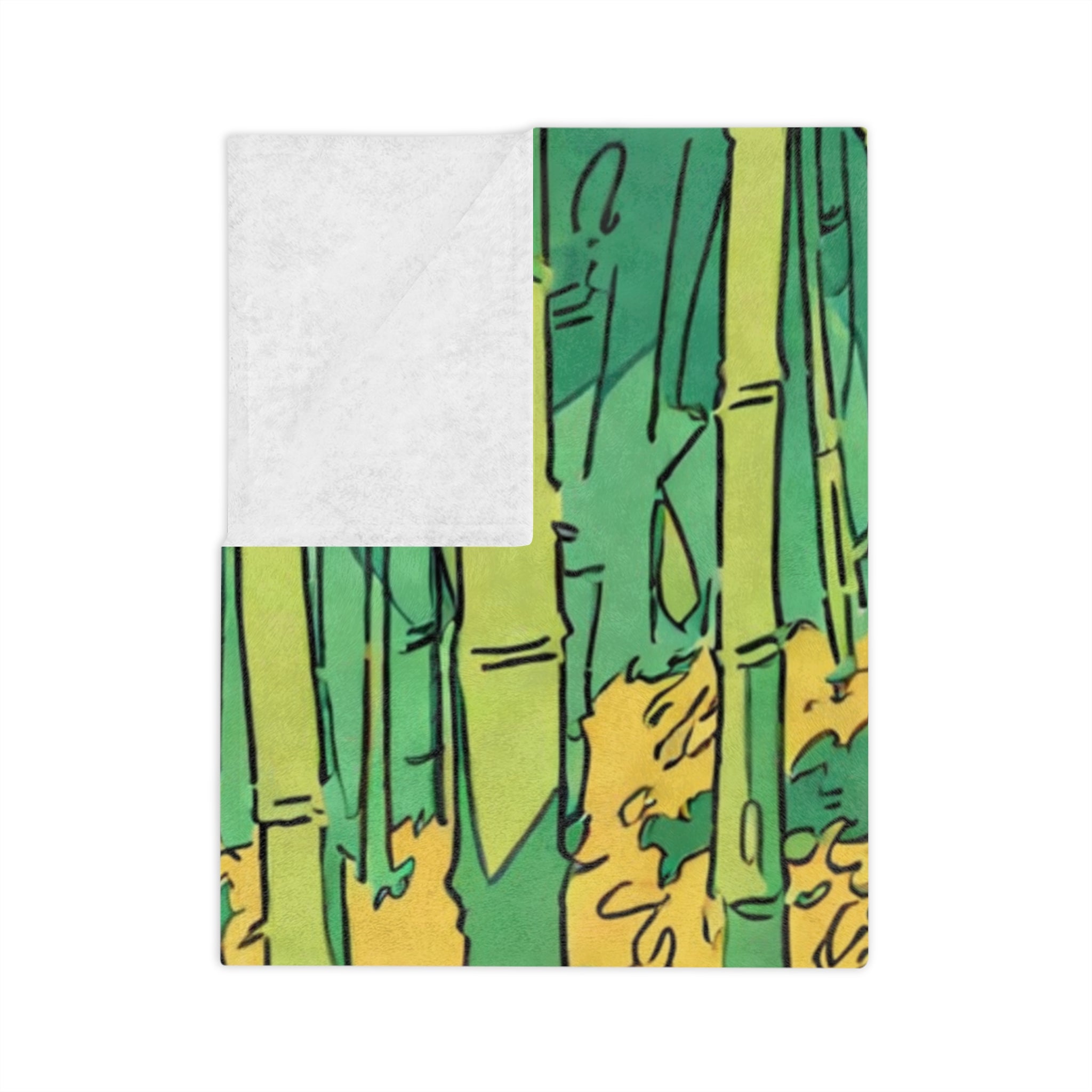Bamboo Flute Maker in the Moss Grove Velveteen Throw Blanket