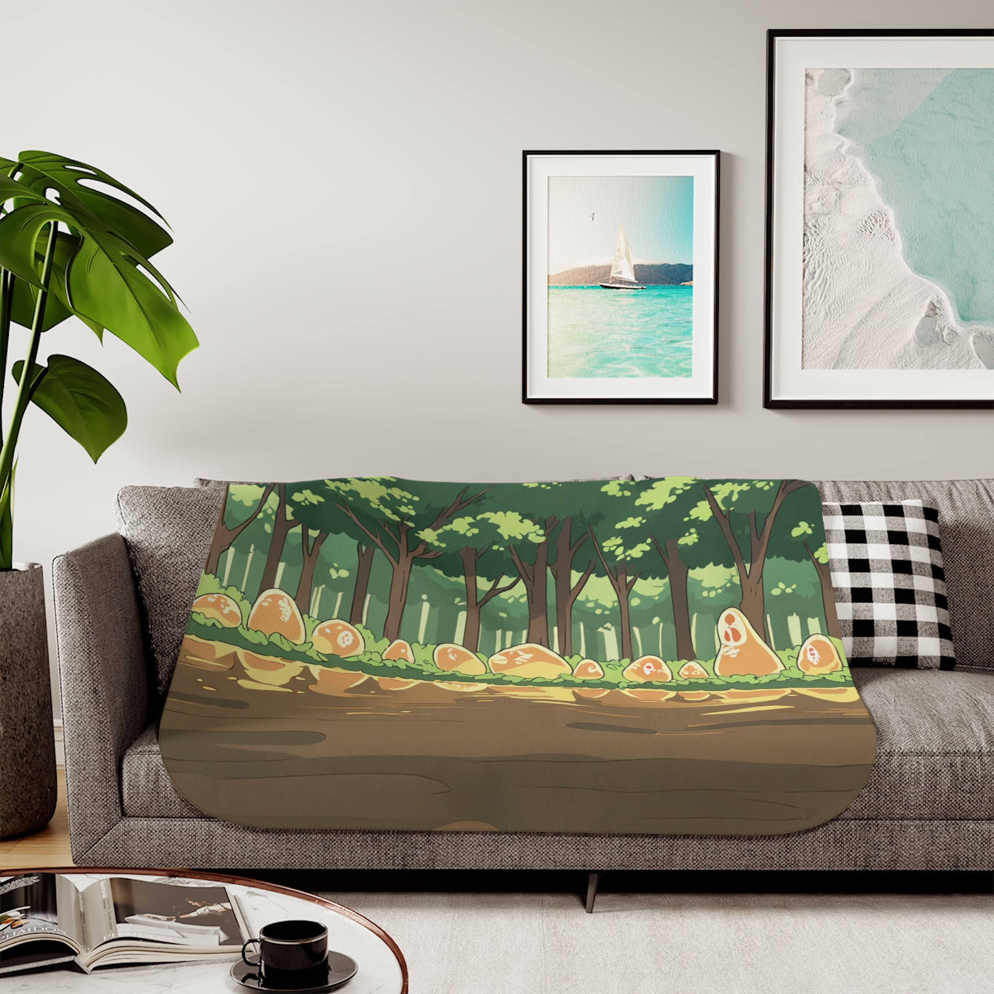 Brush Washer at the Forest Stream Sherpa Throw Blanket
