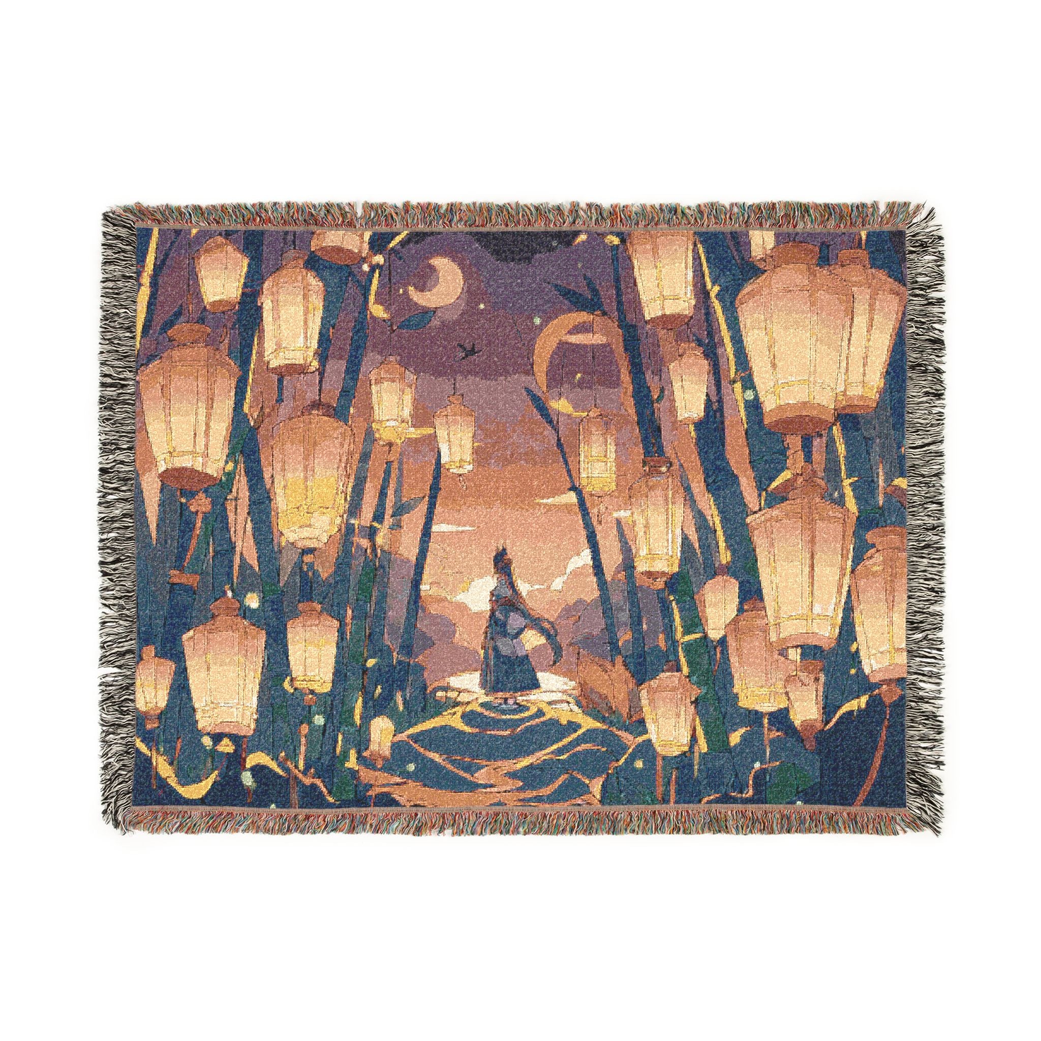 Lantern spirit in a glowing bamboo grove