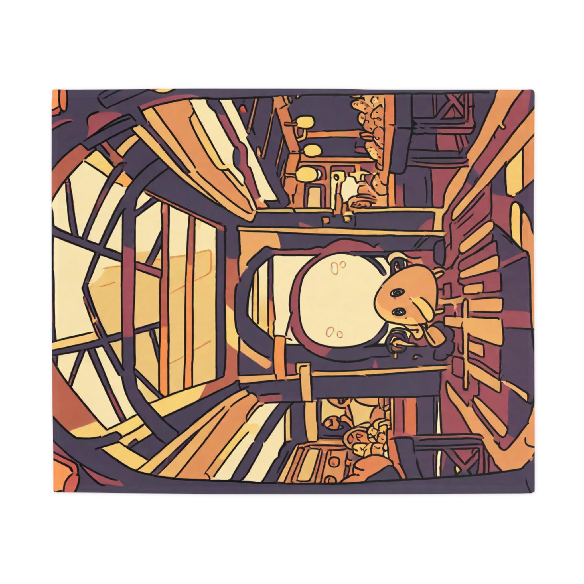 Night Market Noodle Archway Plush Fleece Throw Blanket
