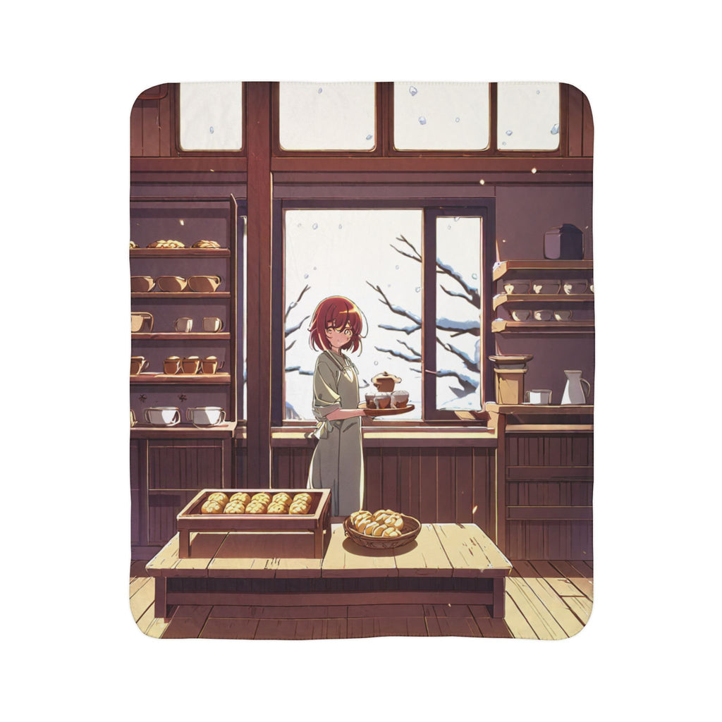 Midnight Bakery Assistant Melon Sherpa Fleece Throw Blanket