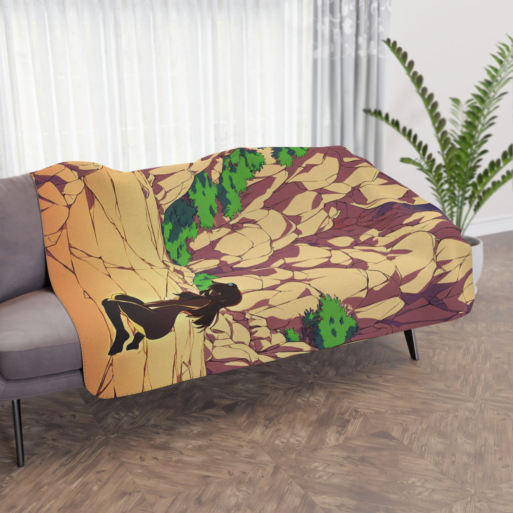 Moss-Diver at the Limestone Sinkhole Tan Sherpa Throw Blanket