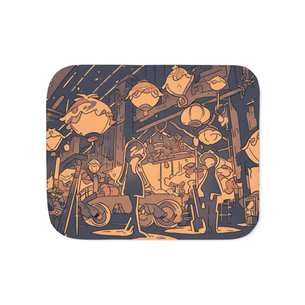 Jellyfish Lantern Painter at the Glowing Cart Sherpa Throw Blanket