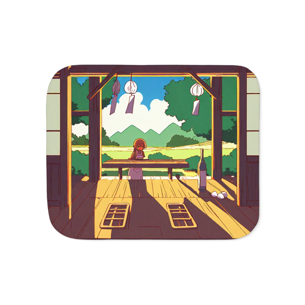 Bento Seller at the Summer Station Sherpa Throw Blanket