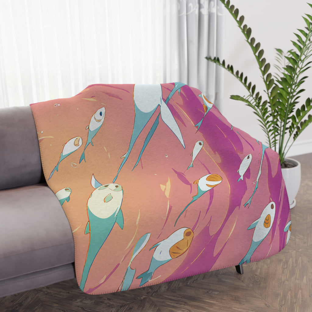 Coral Gatherer in Turquoise Shallows Velveteen Throw Blanket
