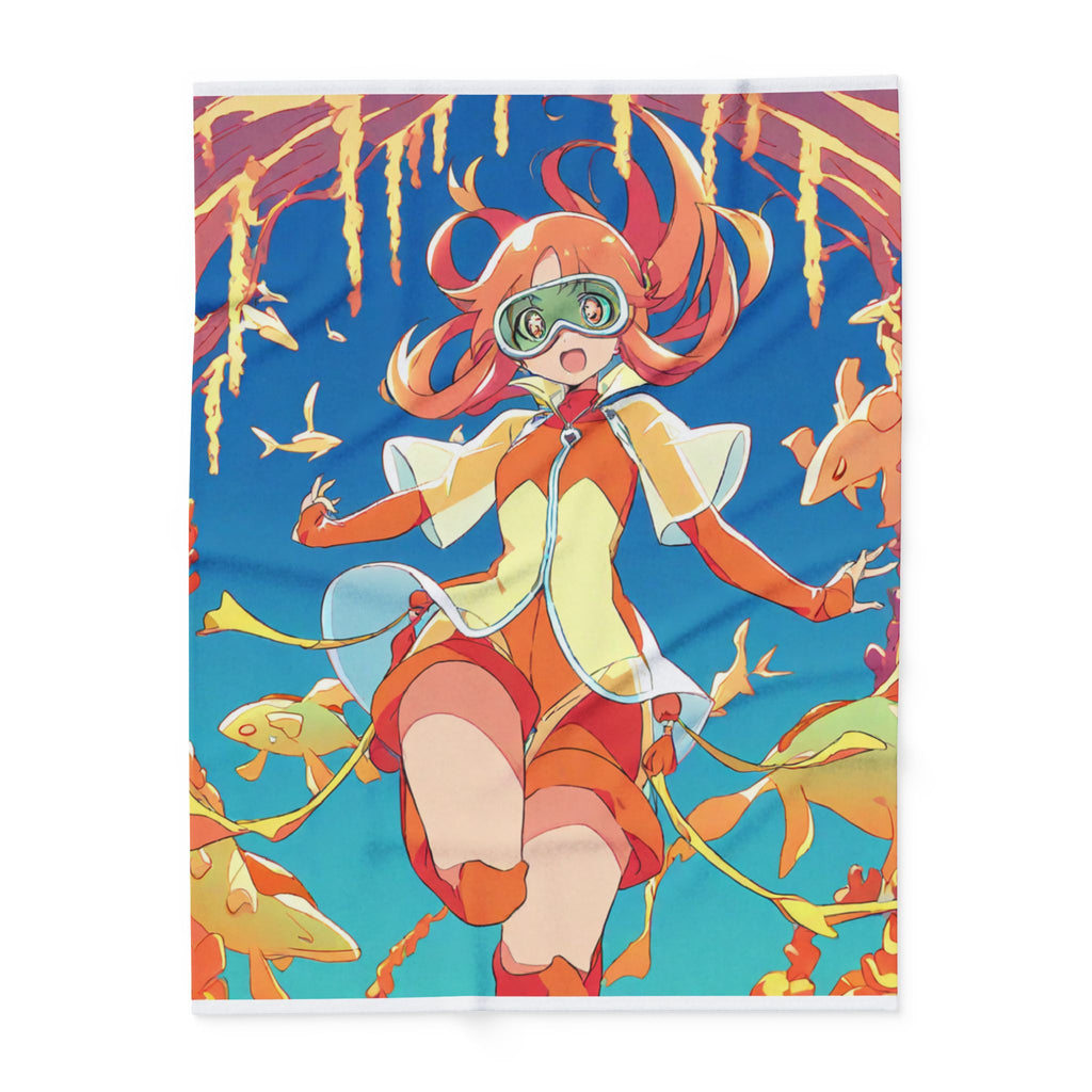 Coral Reef Diver Sherpa Fleece Throw Blanket