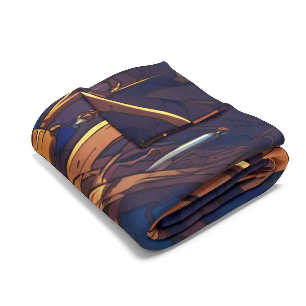 Coral Keeper in Midnight Workshop Arctic Fleece Throw Blanket