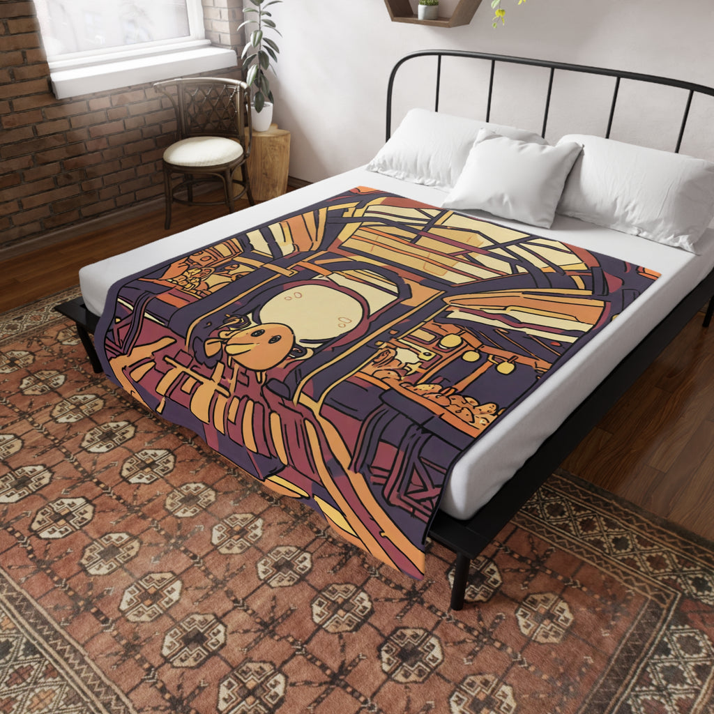 Night Market Noodle Archway Plush Fleece Throw Blanket