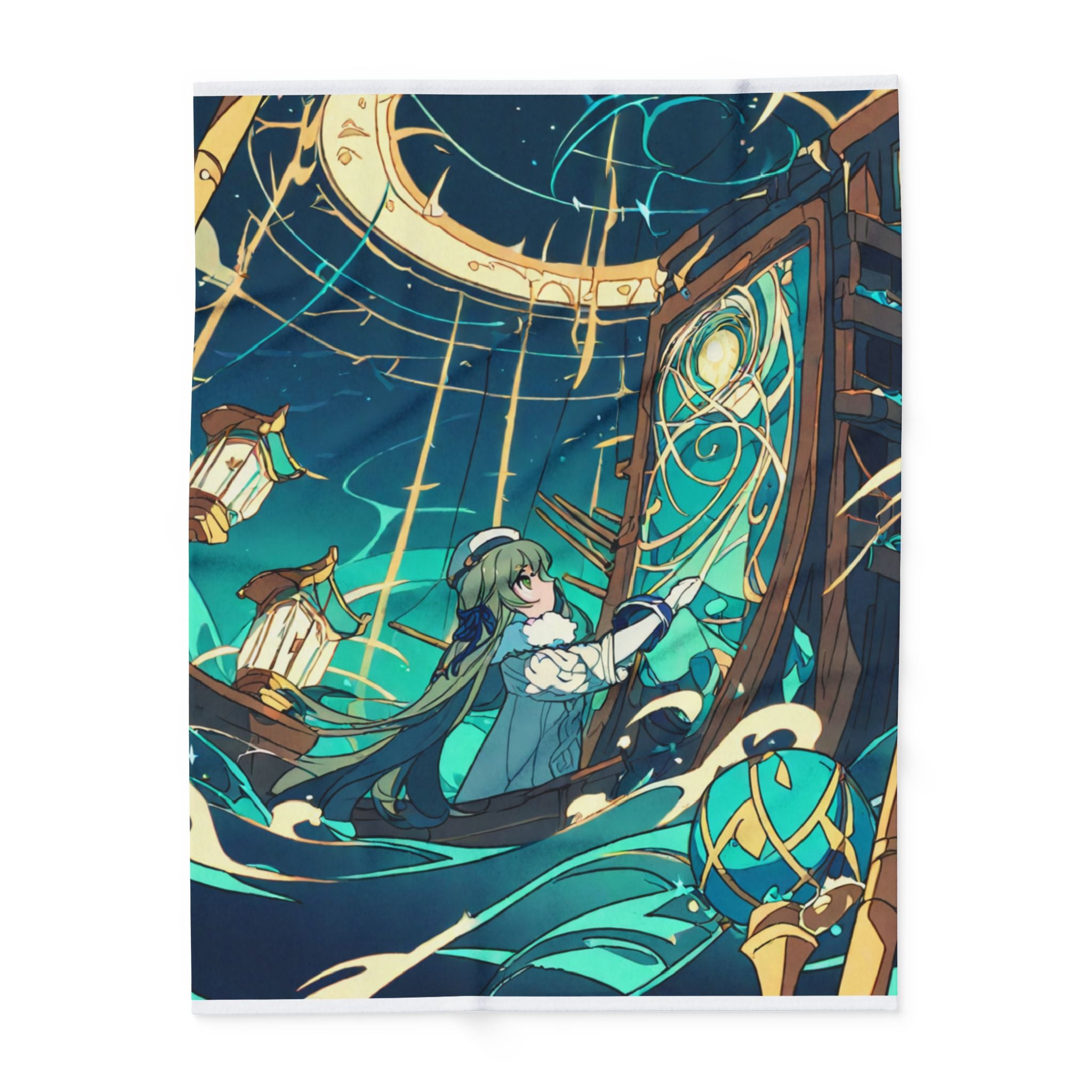 Night Ferry Operator Coat Fleece Throw Blanket
