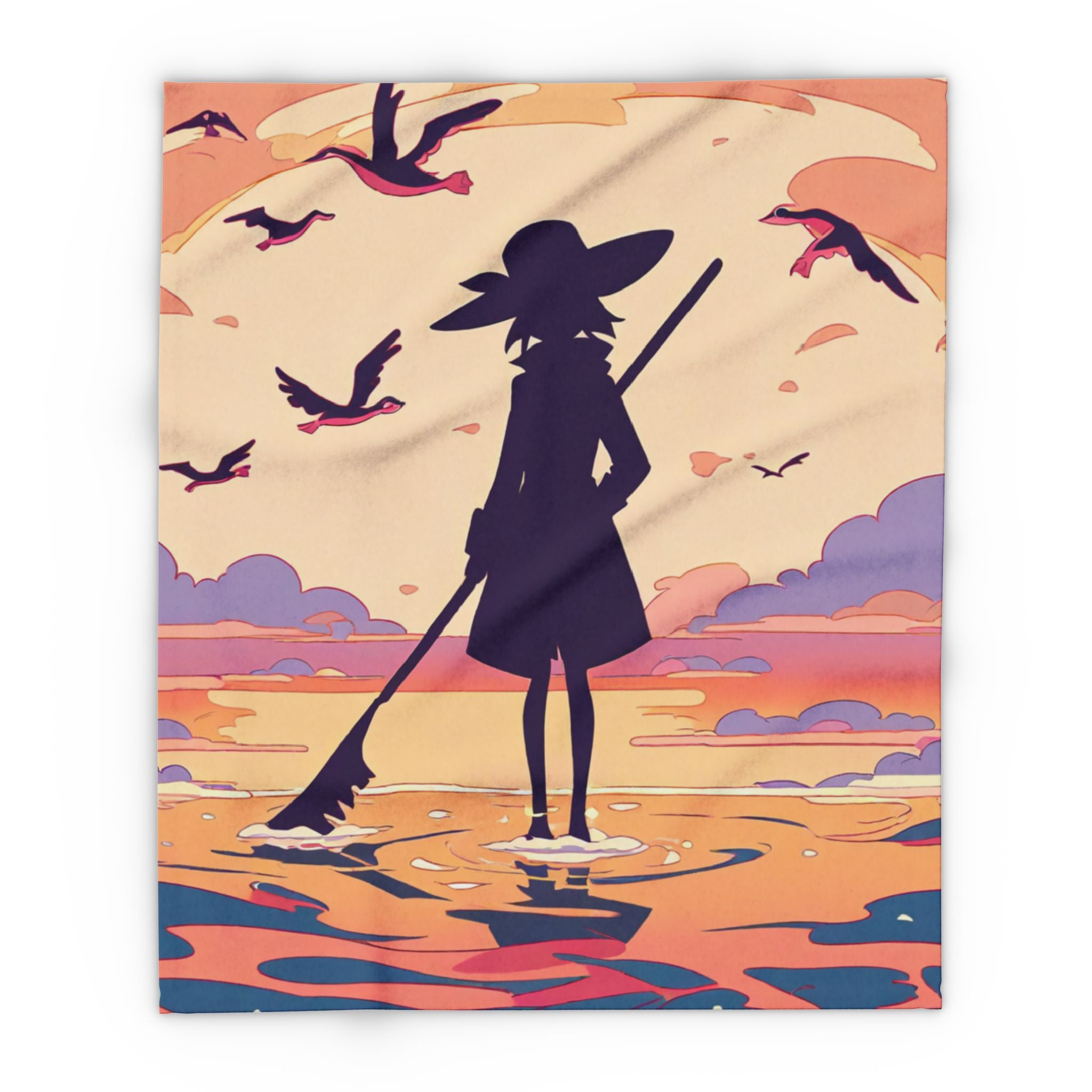 Salt Flat Raker at Rose-Dusk Water Arctic Fleece Throw Blanket