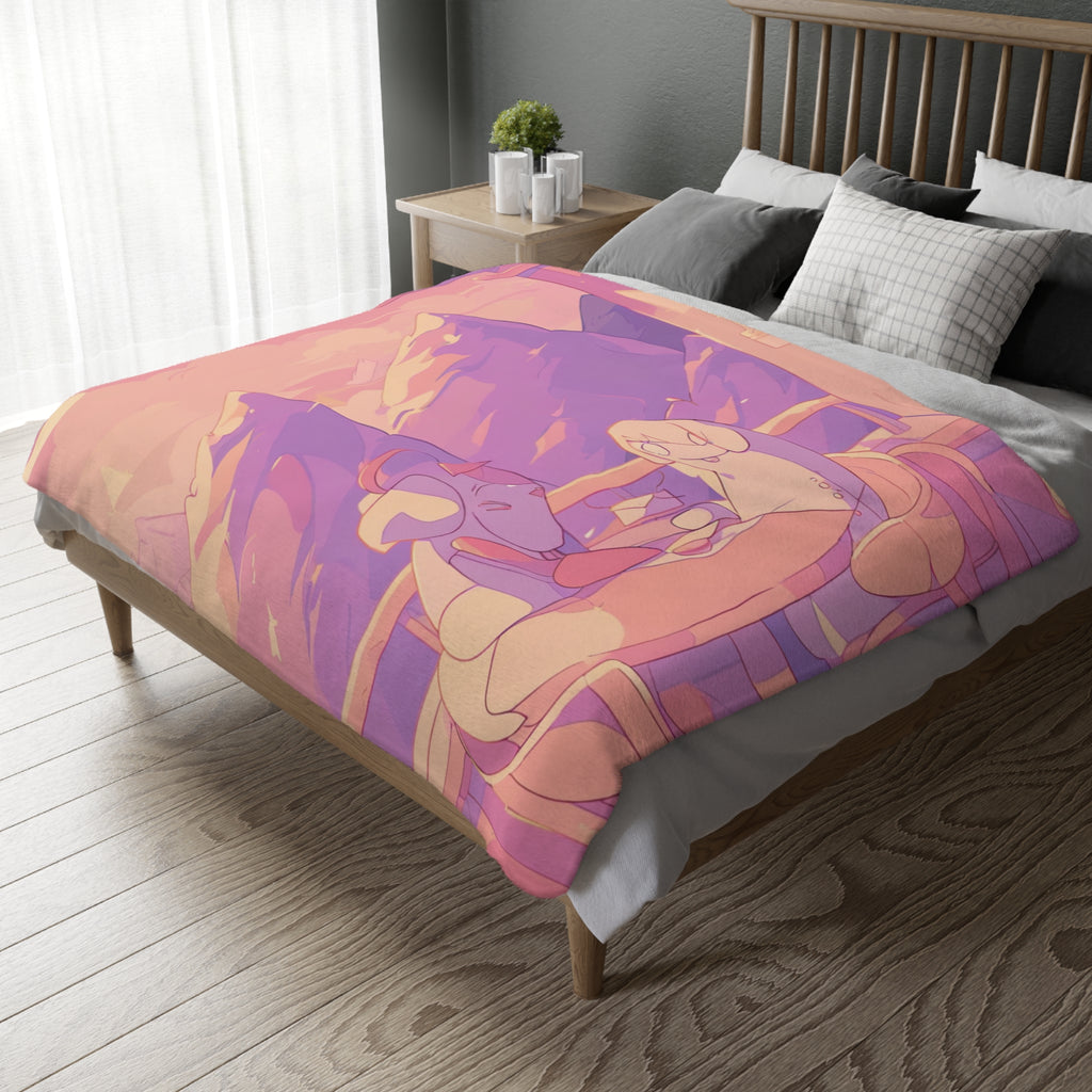 Letter Reader in Lavender Café Velveteen Throw Blanket
