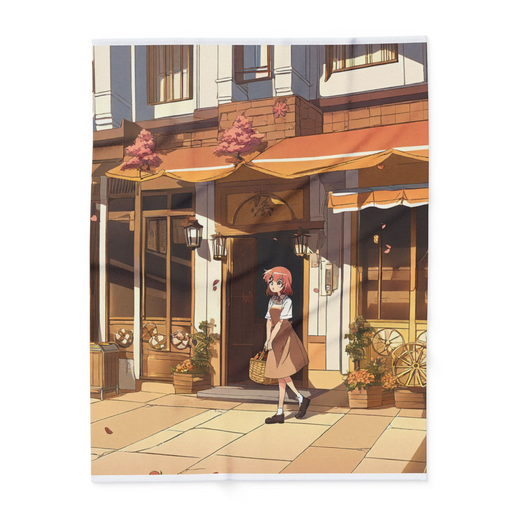 Anime bakery girl at golden hour