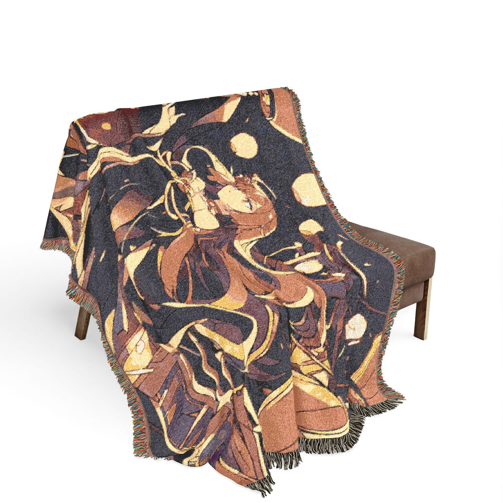 Fire-Watching Spirit on Summer Rooftop Woven Throw Blanket