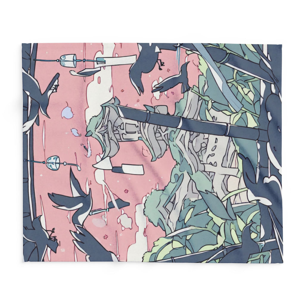 Wind Chime Arranger at the Shrine Arctic Fleece Throw Blanket