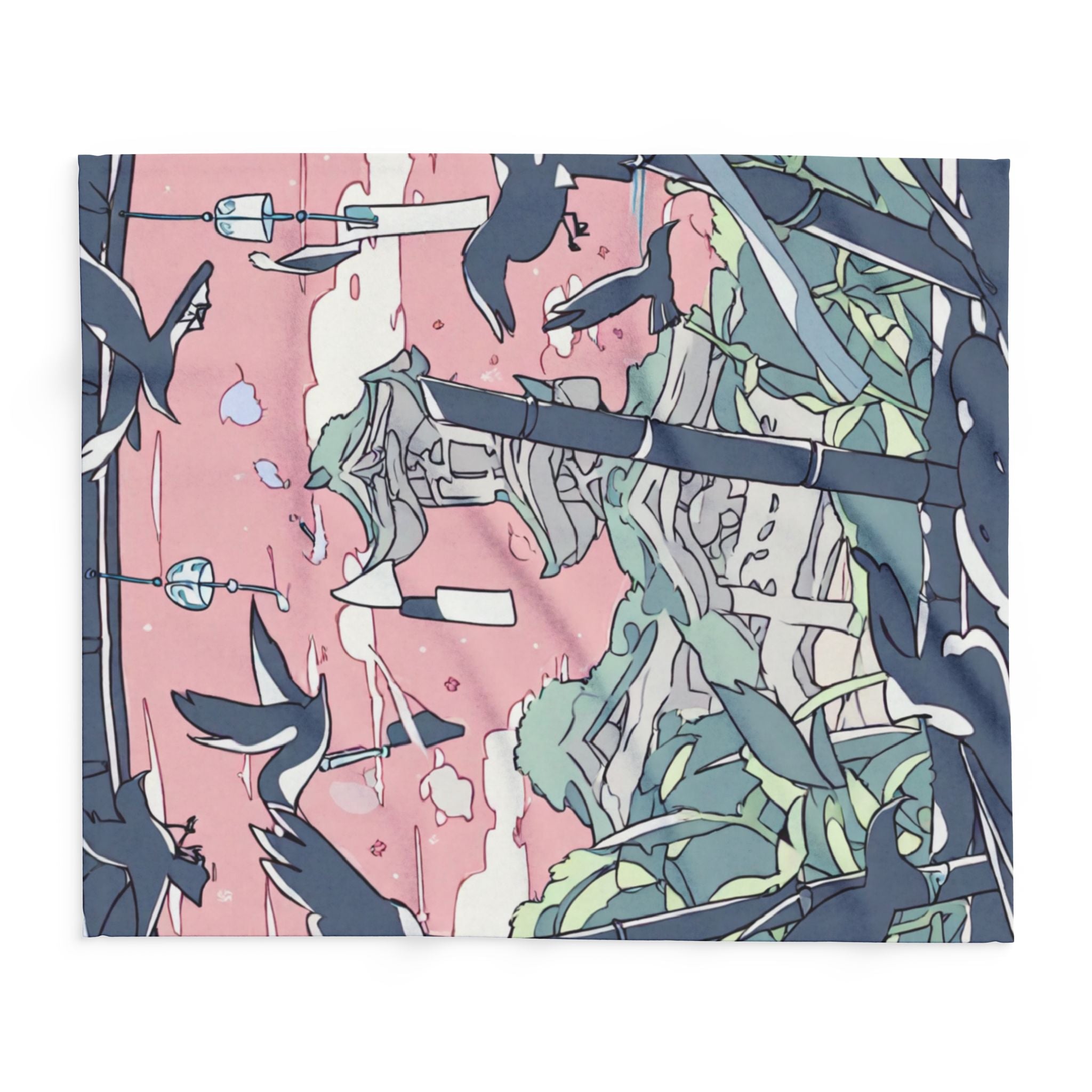 Wind Chime Arranger at the Shrine Arctic Fleece Throw Blanket