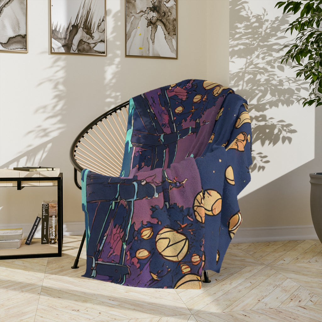 Night-Soil Collector at the Canal Bridge Velveteen Throw Blanket