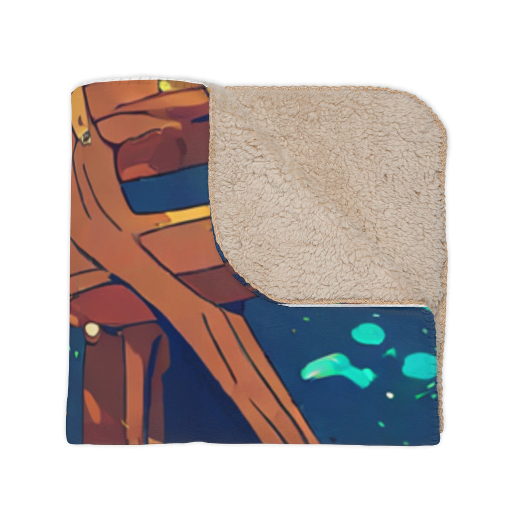 Lantern Lighter on the Night Ferry Tan Sherpa Throw Blanket