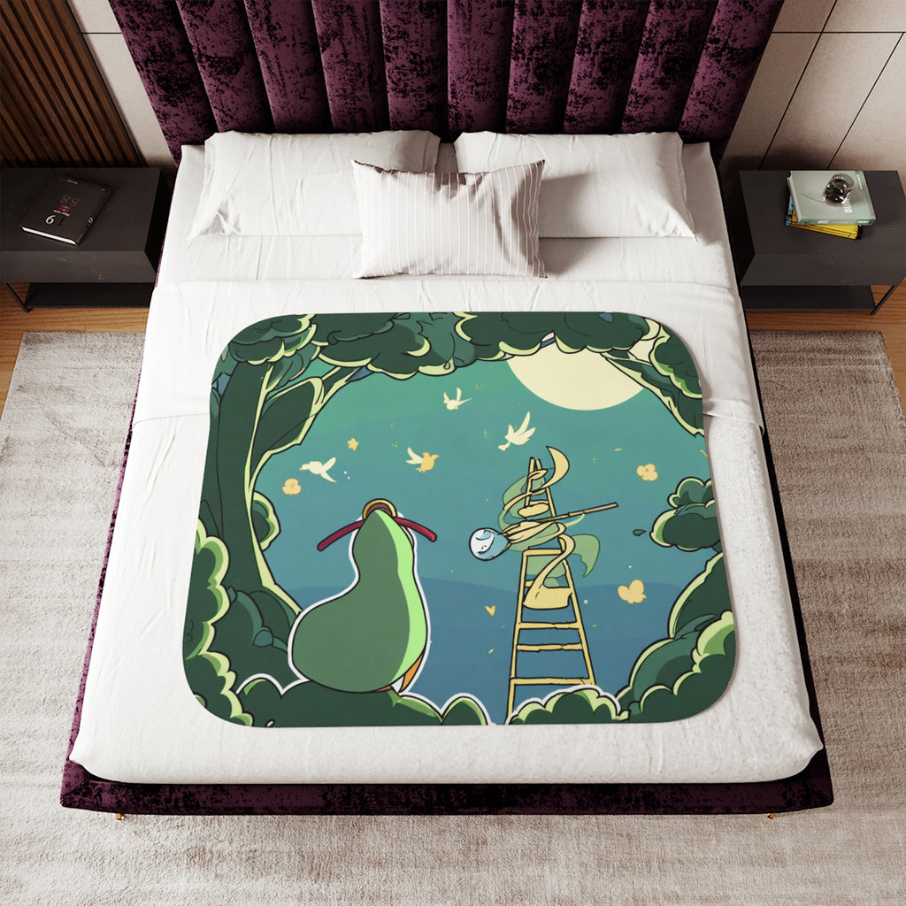 Wind Chime Tuner in the Moonlit Grove Sherpa Throw Blanket