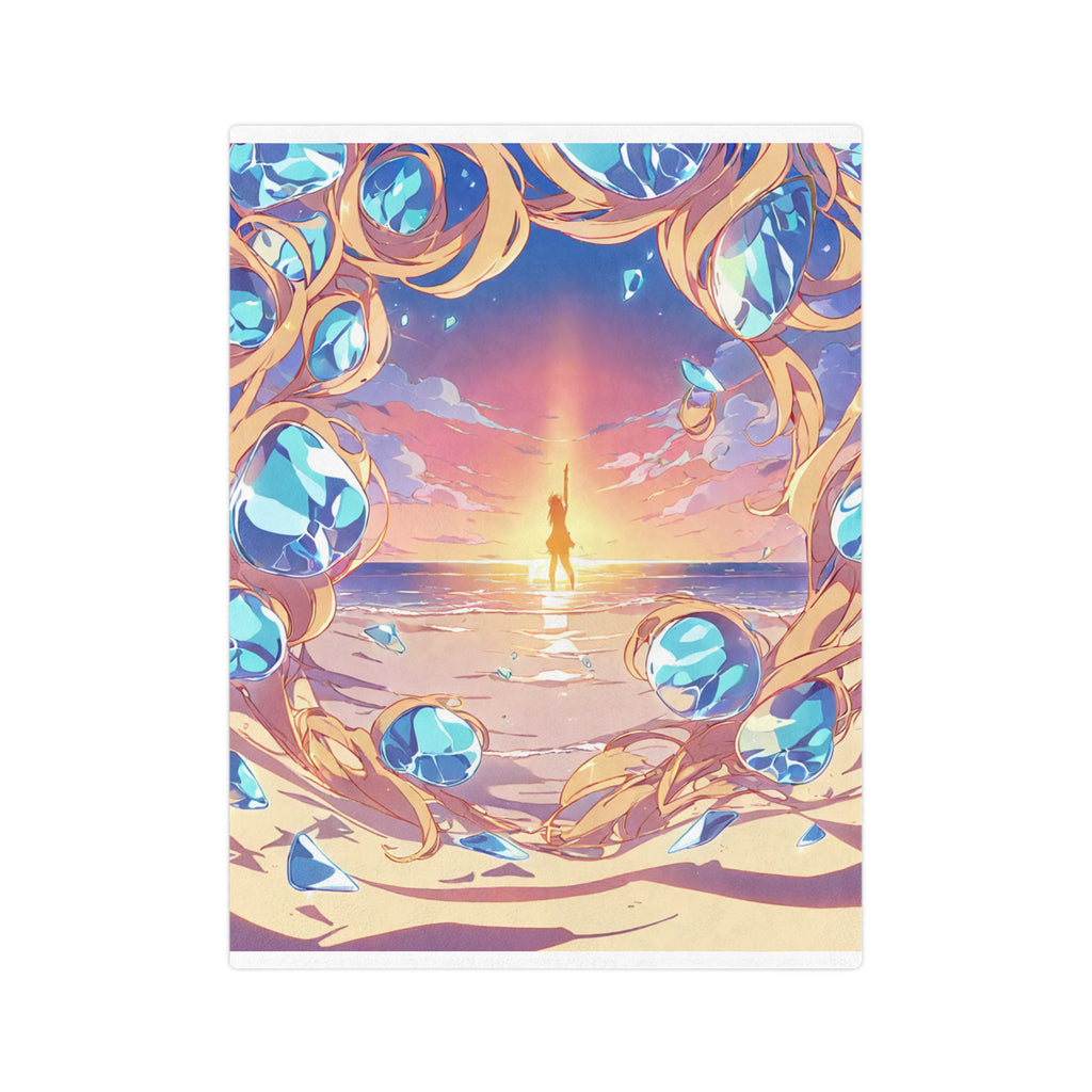 Sea-Glass Collector at the Rose Tide Line Sherpa Throw Blanket