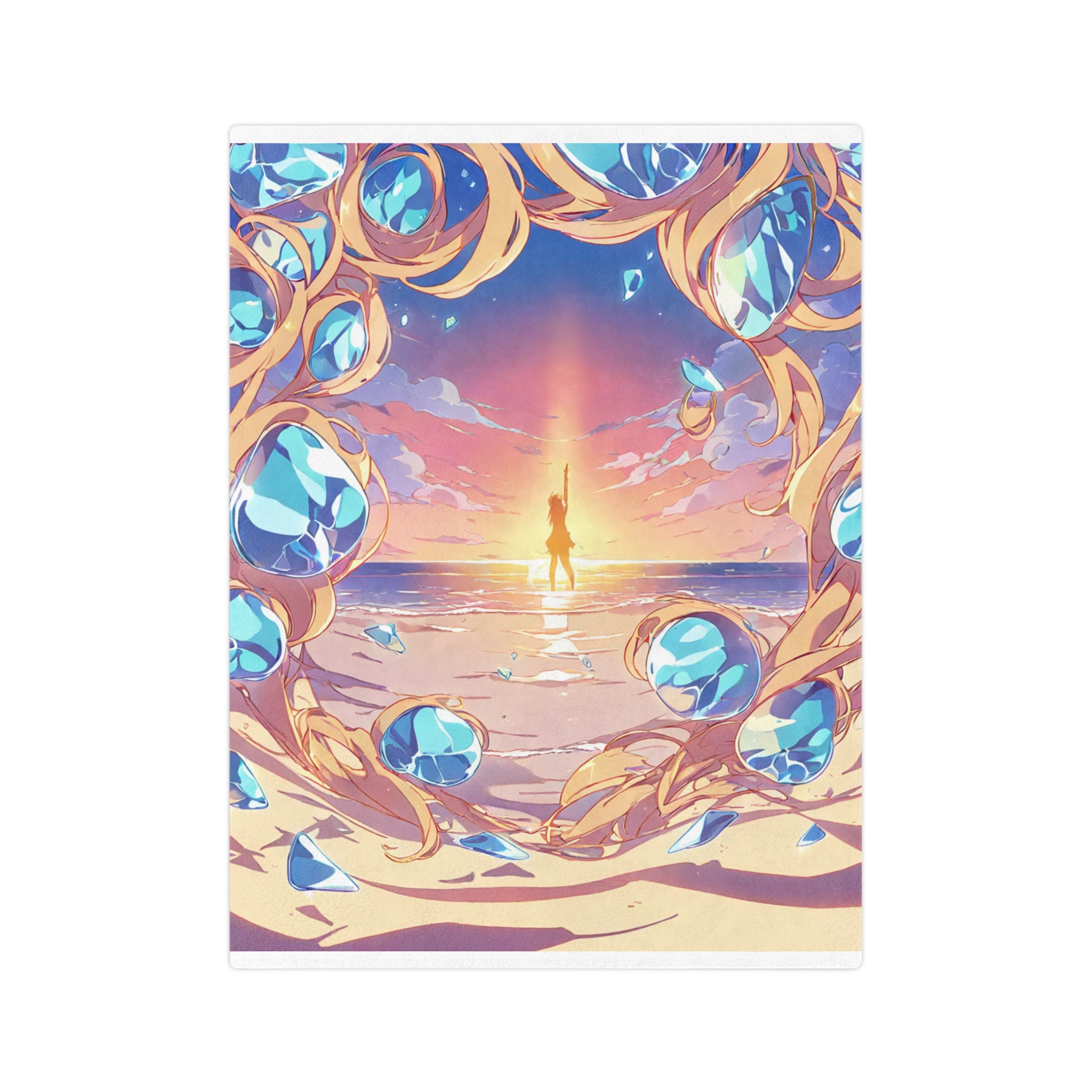 Sea-Glass Collector at the Rose Tide Line Sherpa Throw Blanket