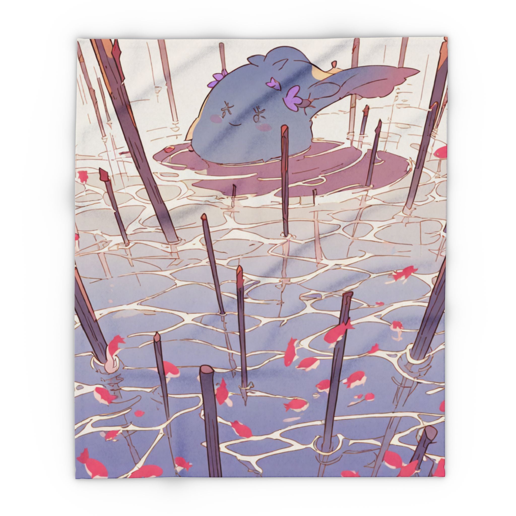 Ferrywoman Flat Boat Lotus Fleece Throw Blanket