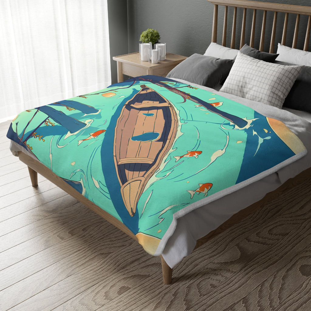 Floating Market Vendor Wooden Sherpa Throw Blanket