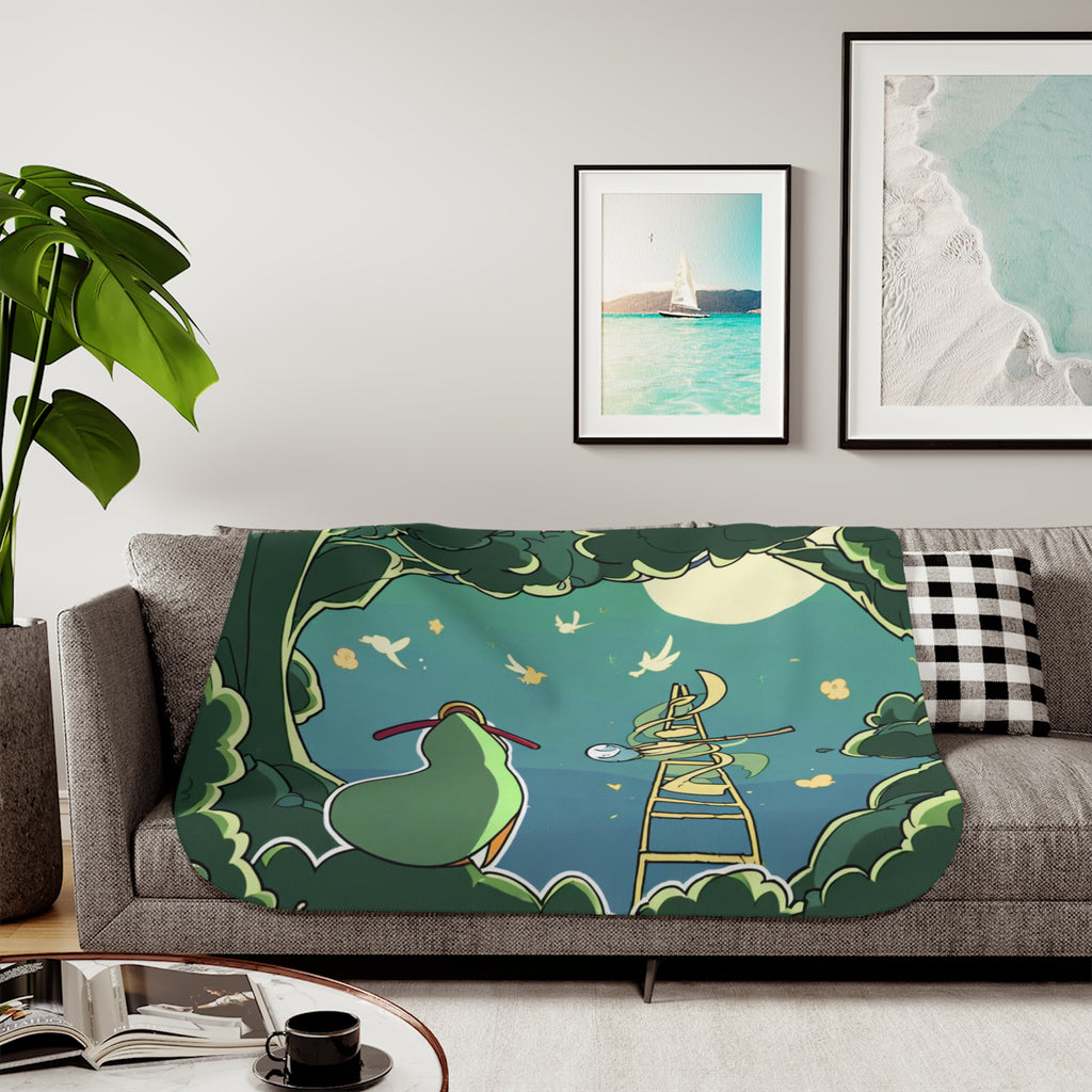 Wind Chime Tuner in the Moonlit Grove Sherpa Throw Blanket