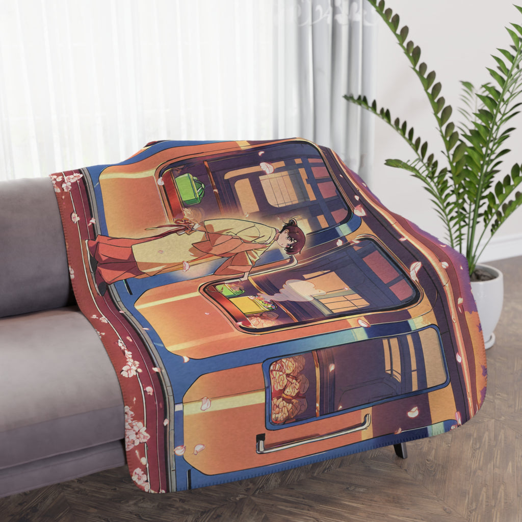 Bento Vendor at the Evening Platform Velveteen Throw Blanket
