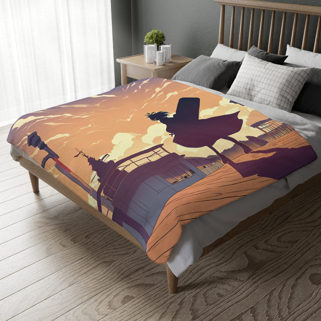Ferry Terminal Violinist For Velveteen Throw Blanket