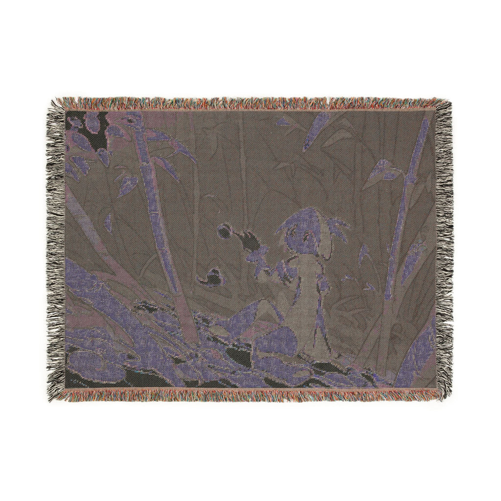 Bamboo Shoot Listener in Spring Grove Woven Throw Blanket