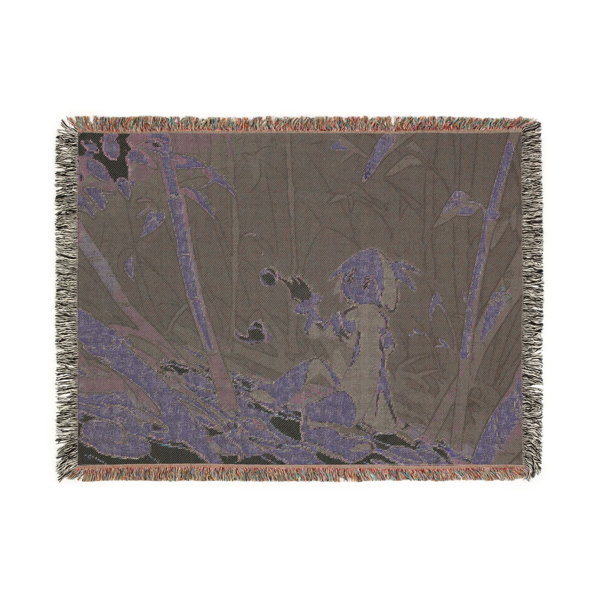 Bamboo Shoot Listener in Spring Grove Woven Throw Blanket