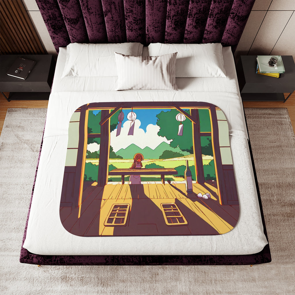 Bento Seller at the Summer Station Sherpa Throw Blanket