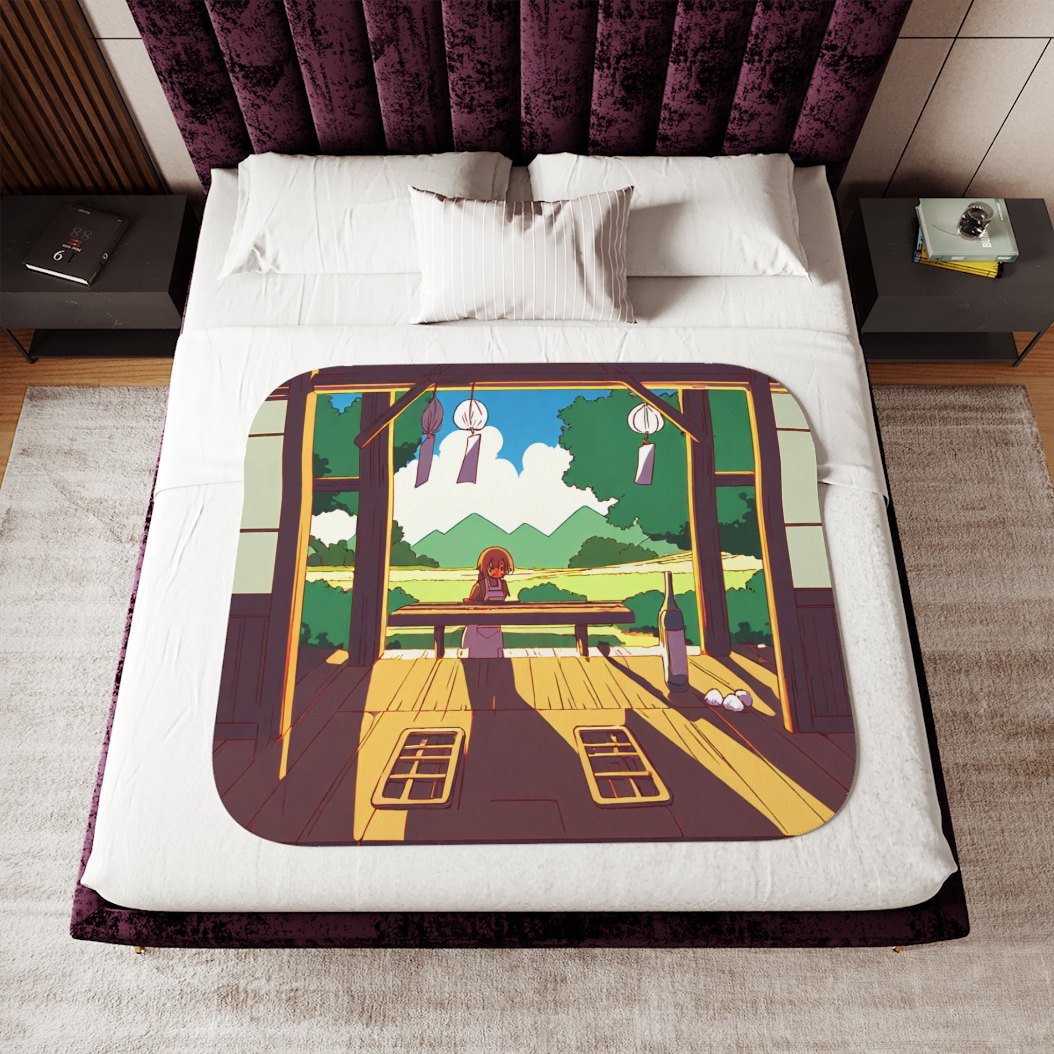 Bento Seller at the Summer Station Sherpa Throw Blanket