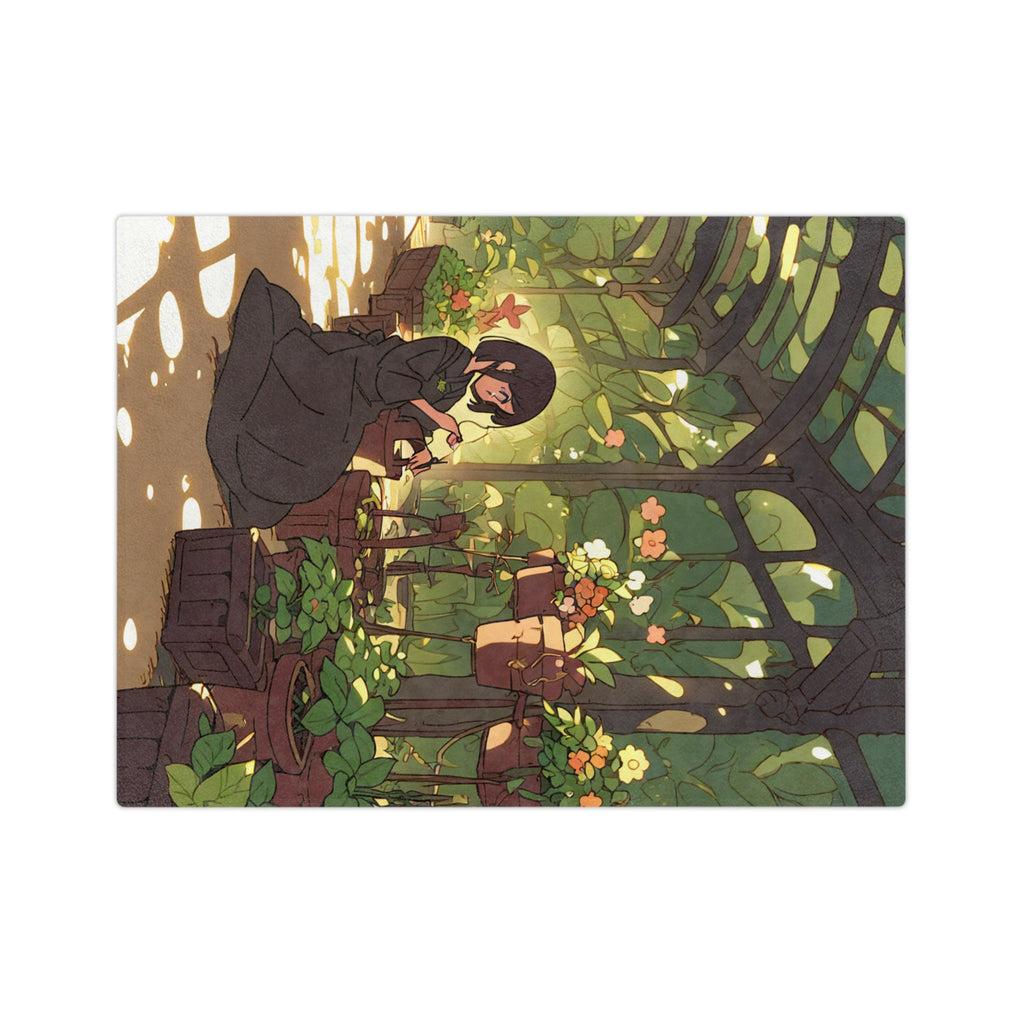 Seed Packet Illustrator in the Greenhouse Velveteen Throw Blanket