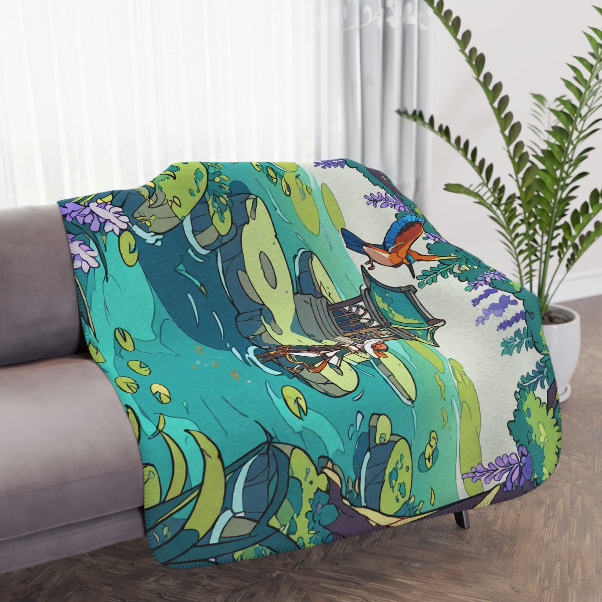 Cloud Pine Pruner in the Sunken Garden Velveteen Throw Blanket