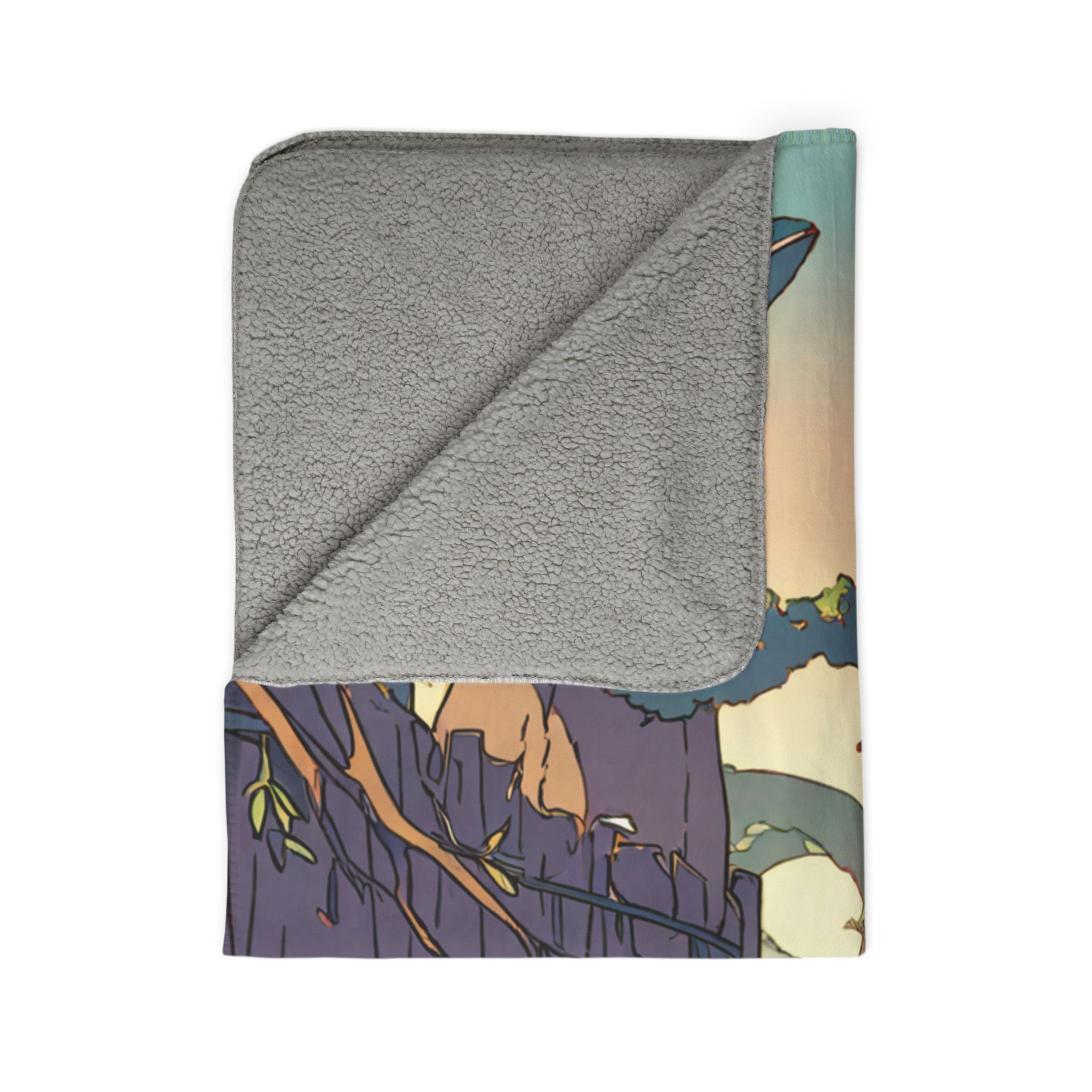 Riverside Laundress Cormorant Fisherman Sherpa Fleece Throw Blanket