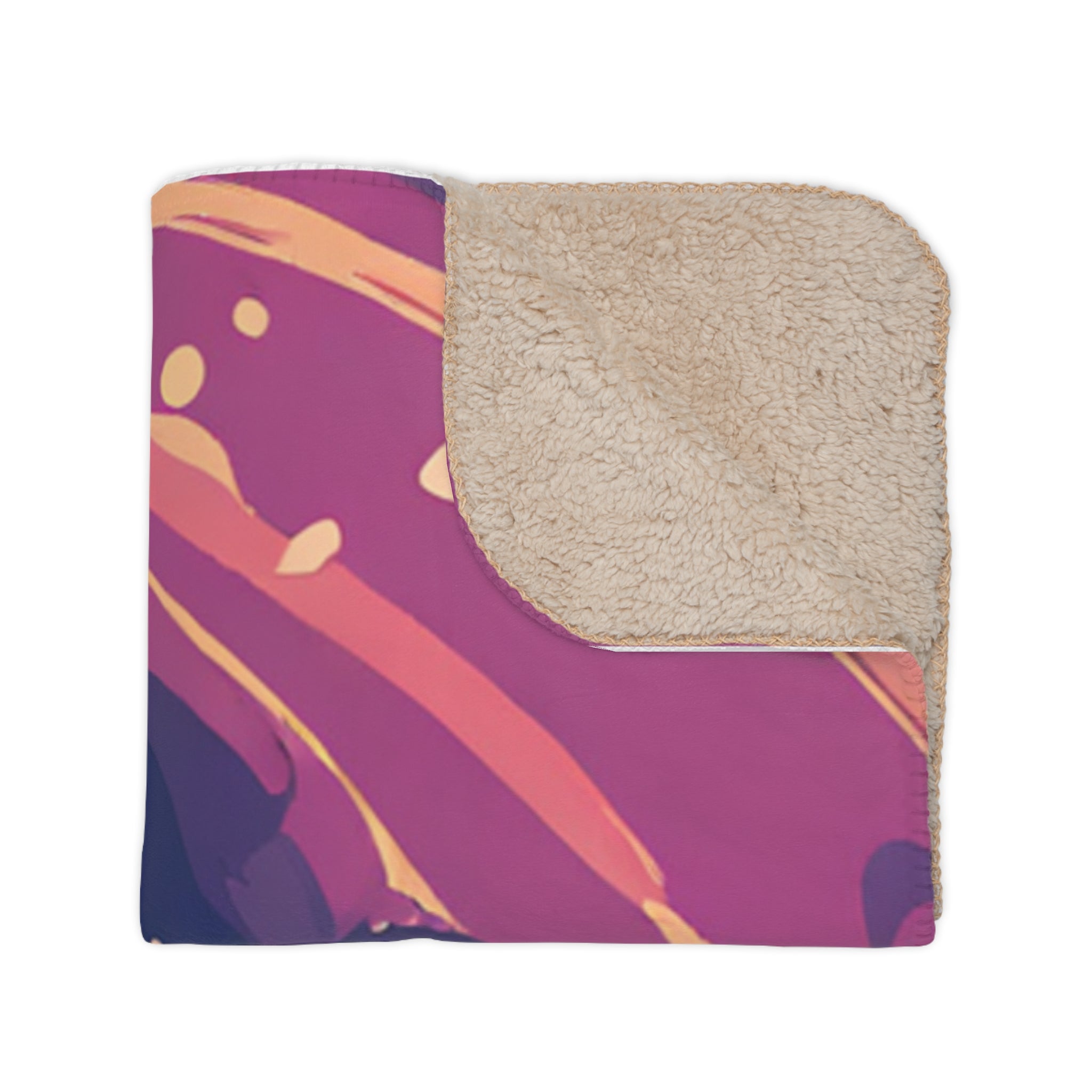 Ferrywoman Poles Boat Lotus Sherpa Throw Blanket