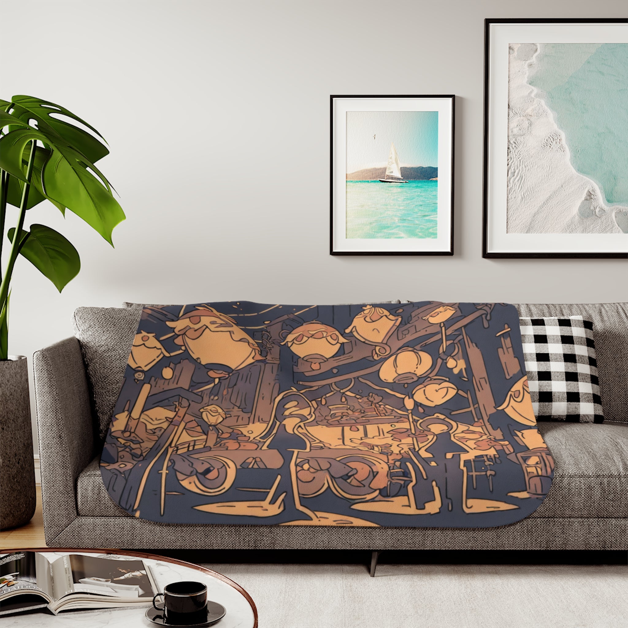 Jellyfish Lantern Painter at the Glowing Cart Sherpa Throw Blanket