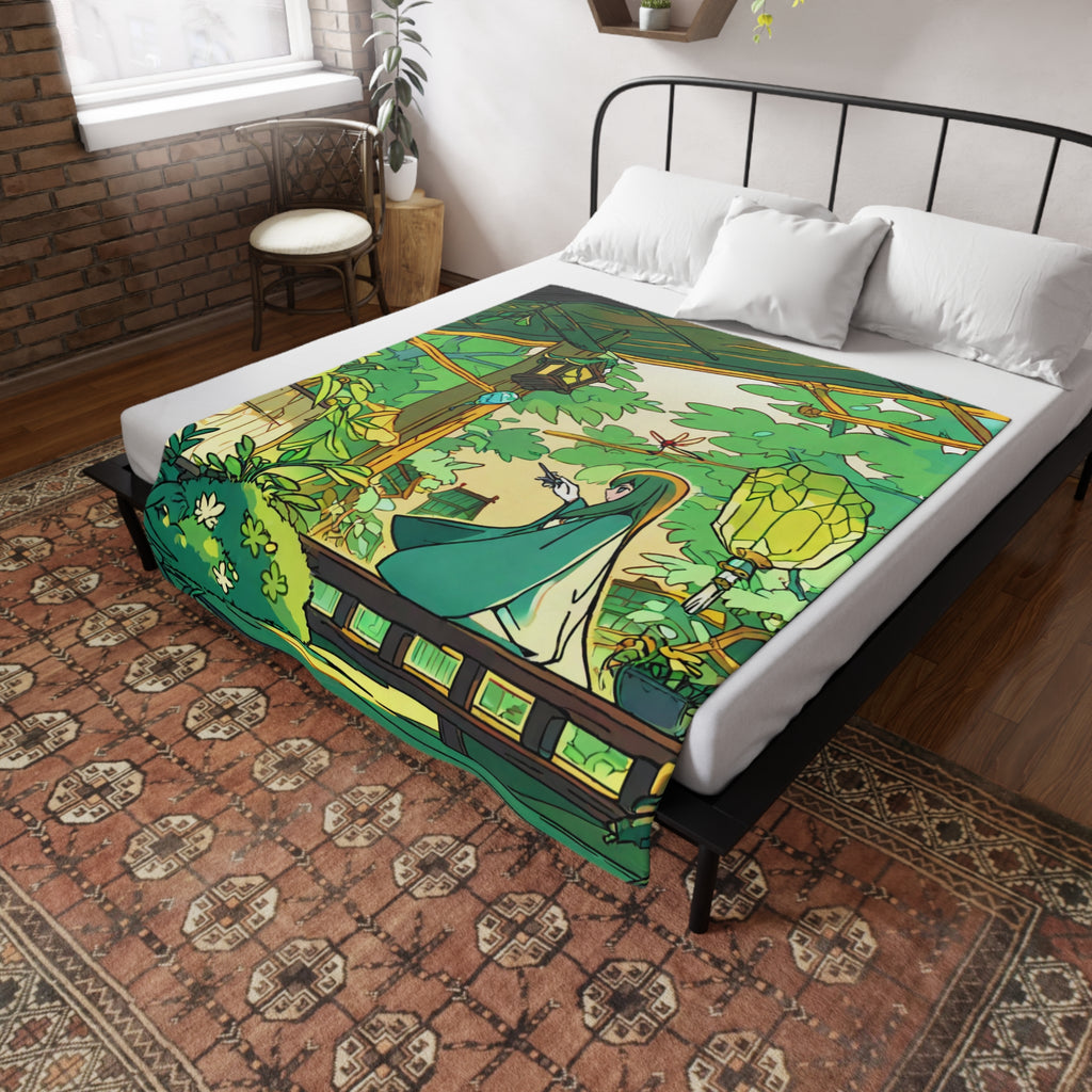 Moss Weaver at the Water Basin Plush Fleece Throw Blanket