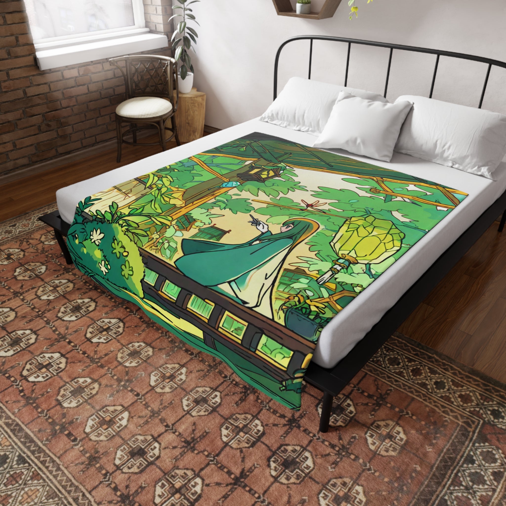 Moss Weaver at the Water Basin Plush Fleece Throw Blanket