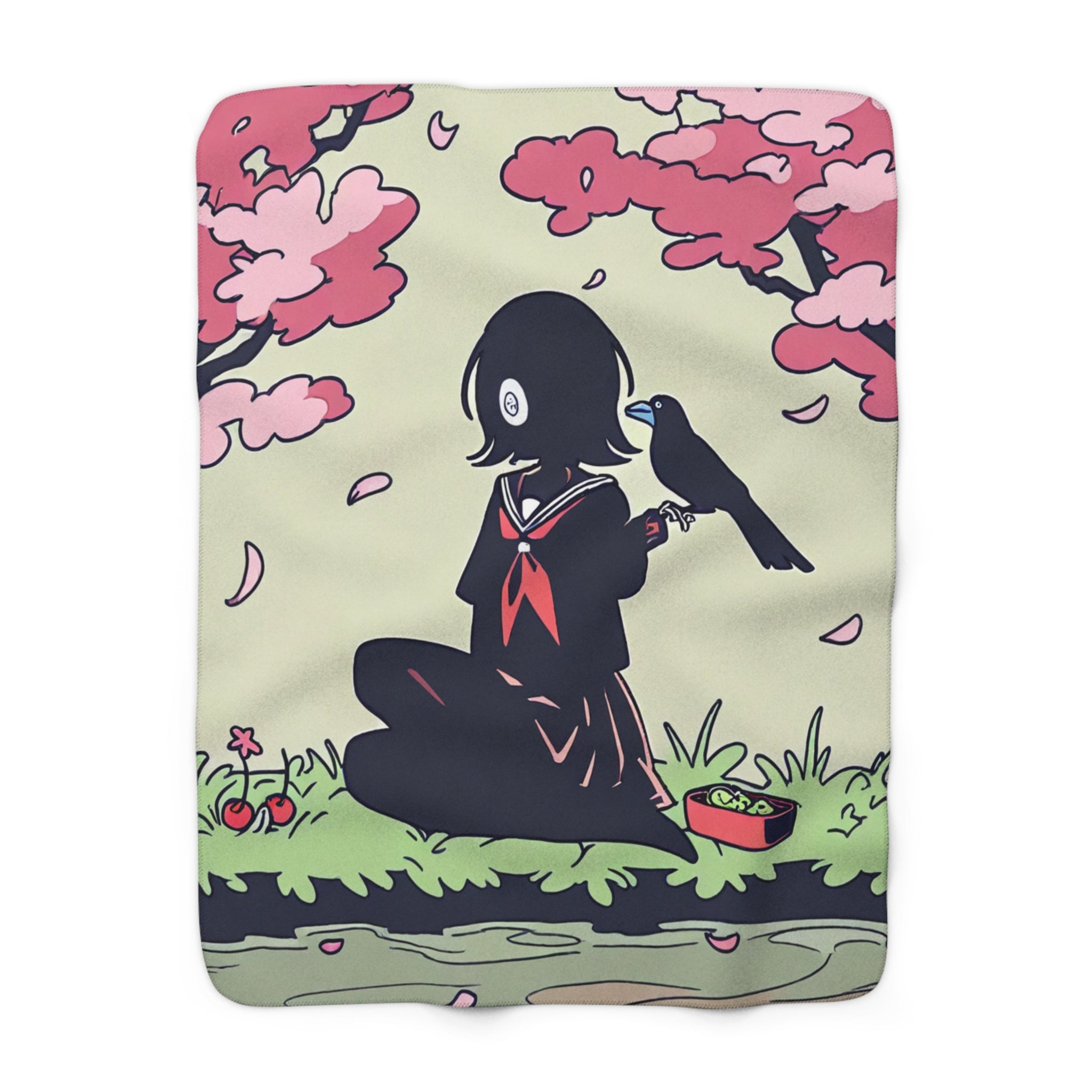 Schoolgirl Lunch at the Riverbank Sherpa Throw Blanket