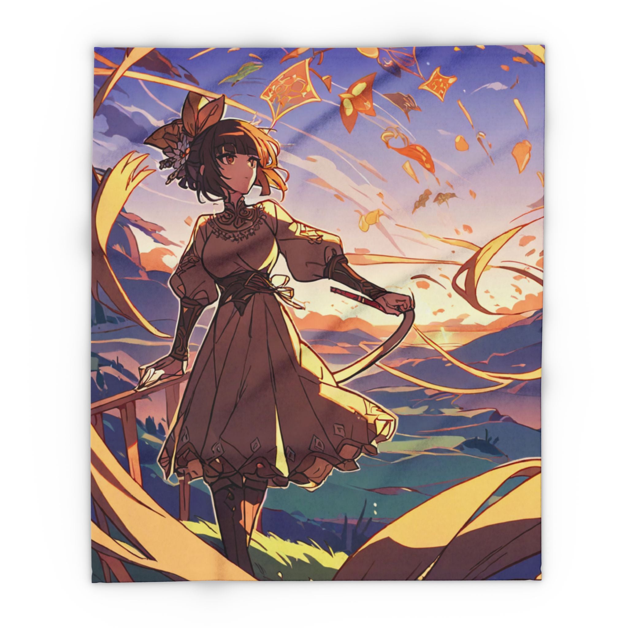 Dragon Kite Maker on the Hilltop Fleece Throw Blanket