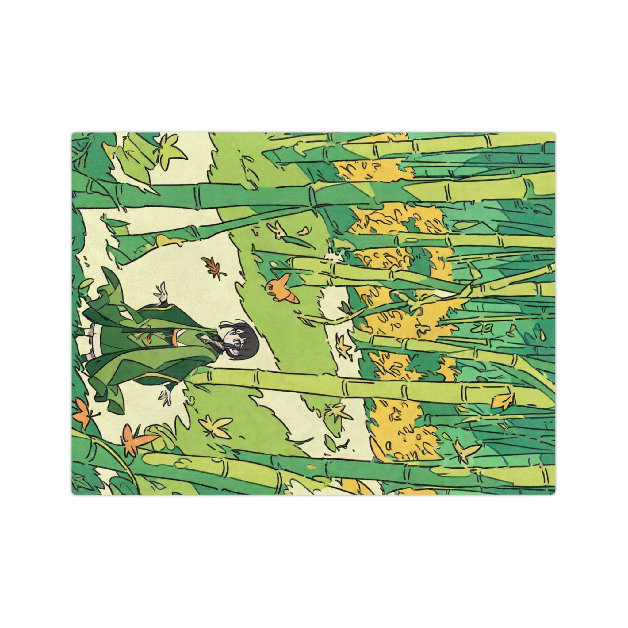 Bamboo Flute Maker in the Moss Grove Velveteen Throw Blanket