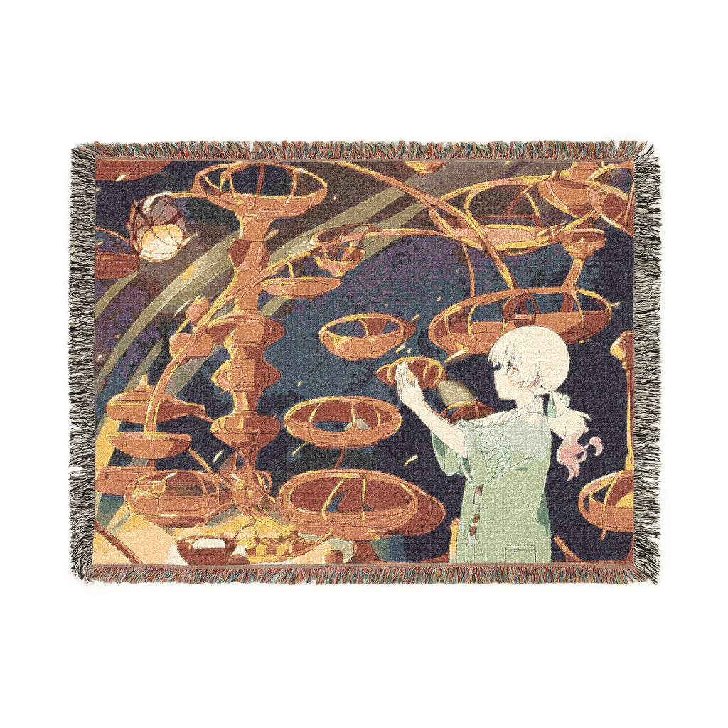 Seed Librarian in the Round Tower Woven Throw Blanket