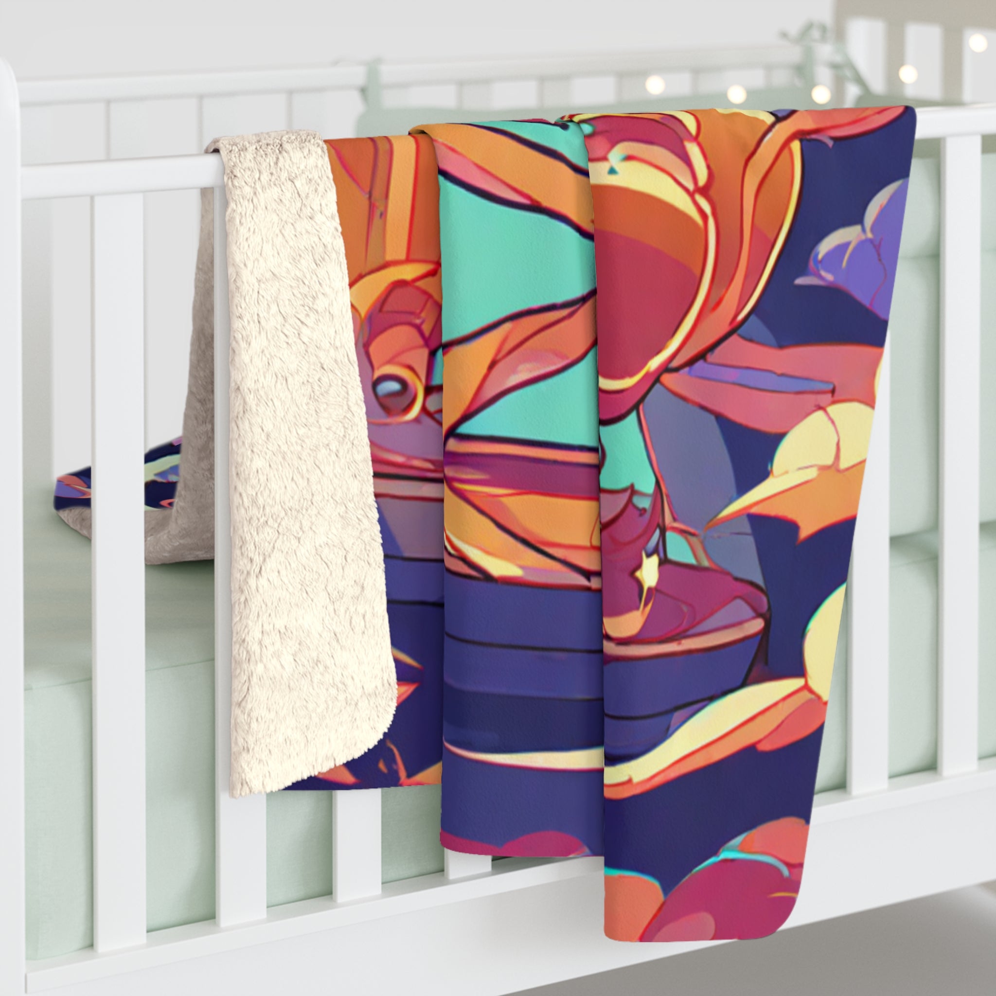 Moon Faced Spirit Pours Sherpa Throw Blanket