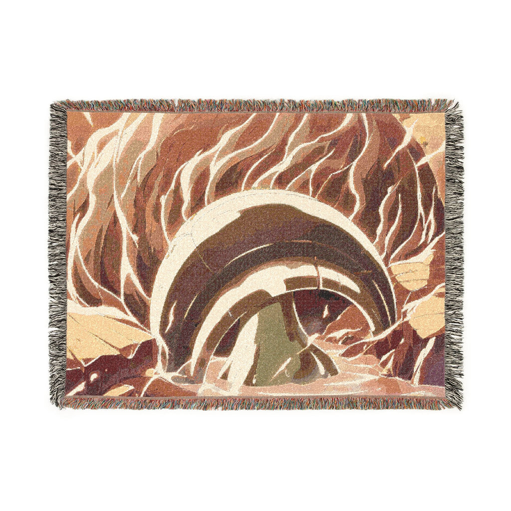 Hot Spring Digger at the Sulfur Fissure Woven Throw Blanket