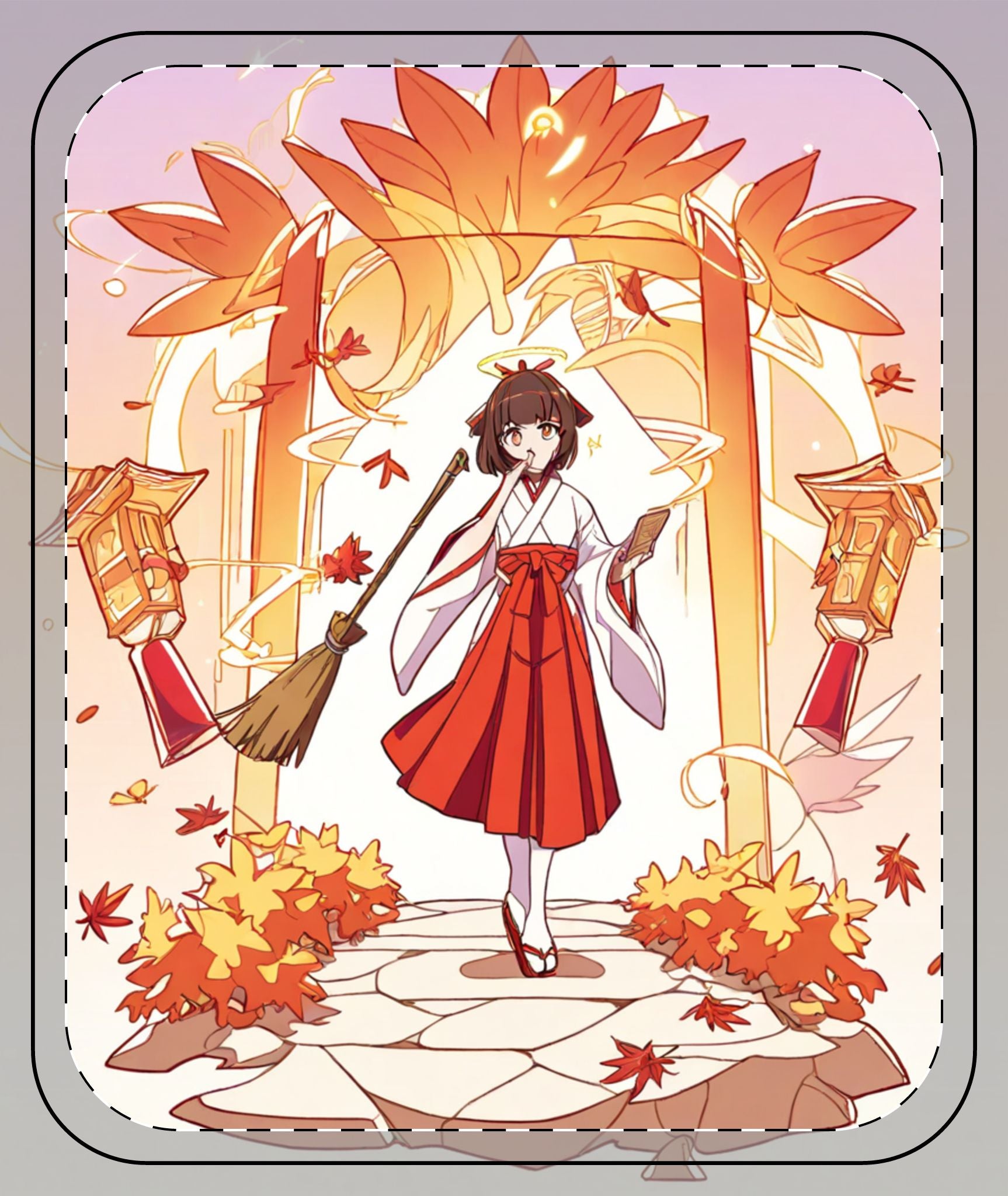 Shrine Maiden at the Autumn Gate Sherpa Throw Blanket