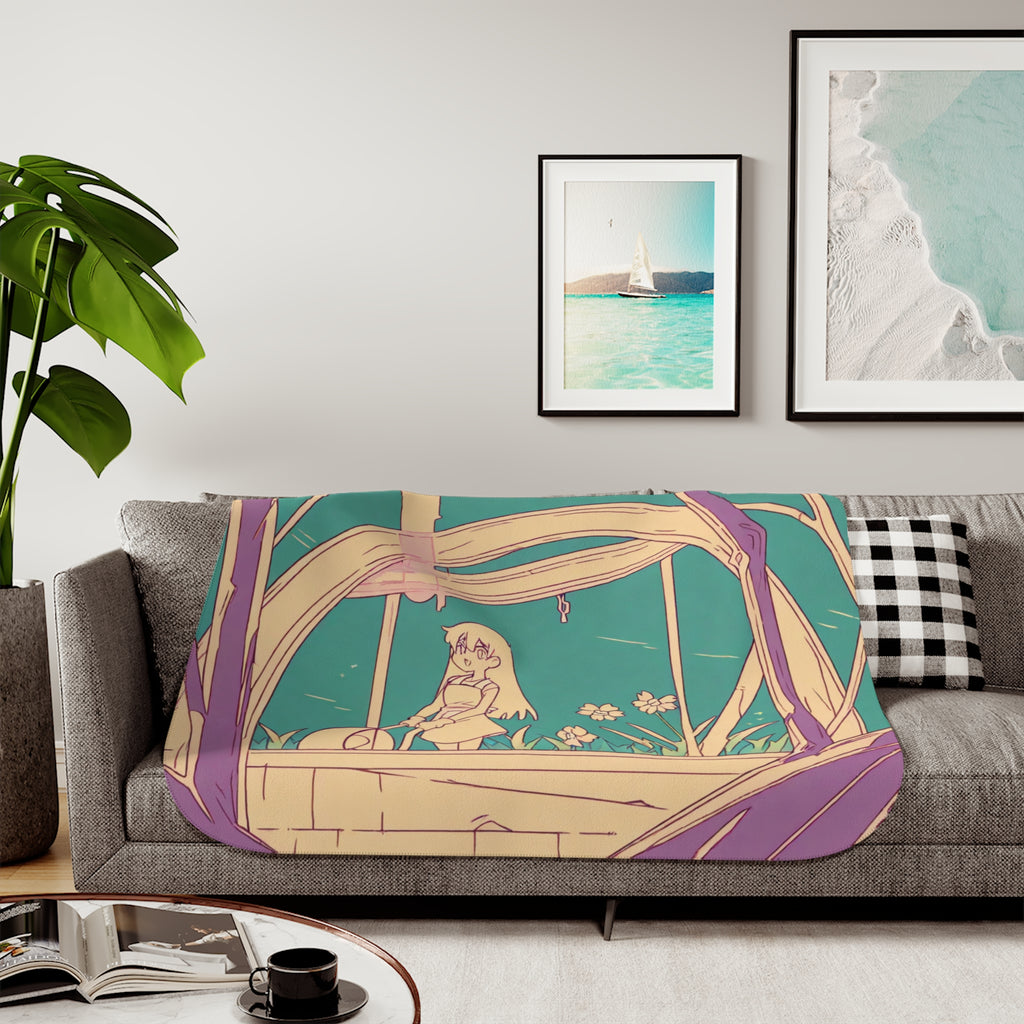 Wandering Gardener in Abandoned Railway Carriage Sherpa Throw Blanket