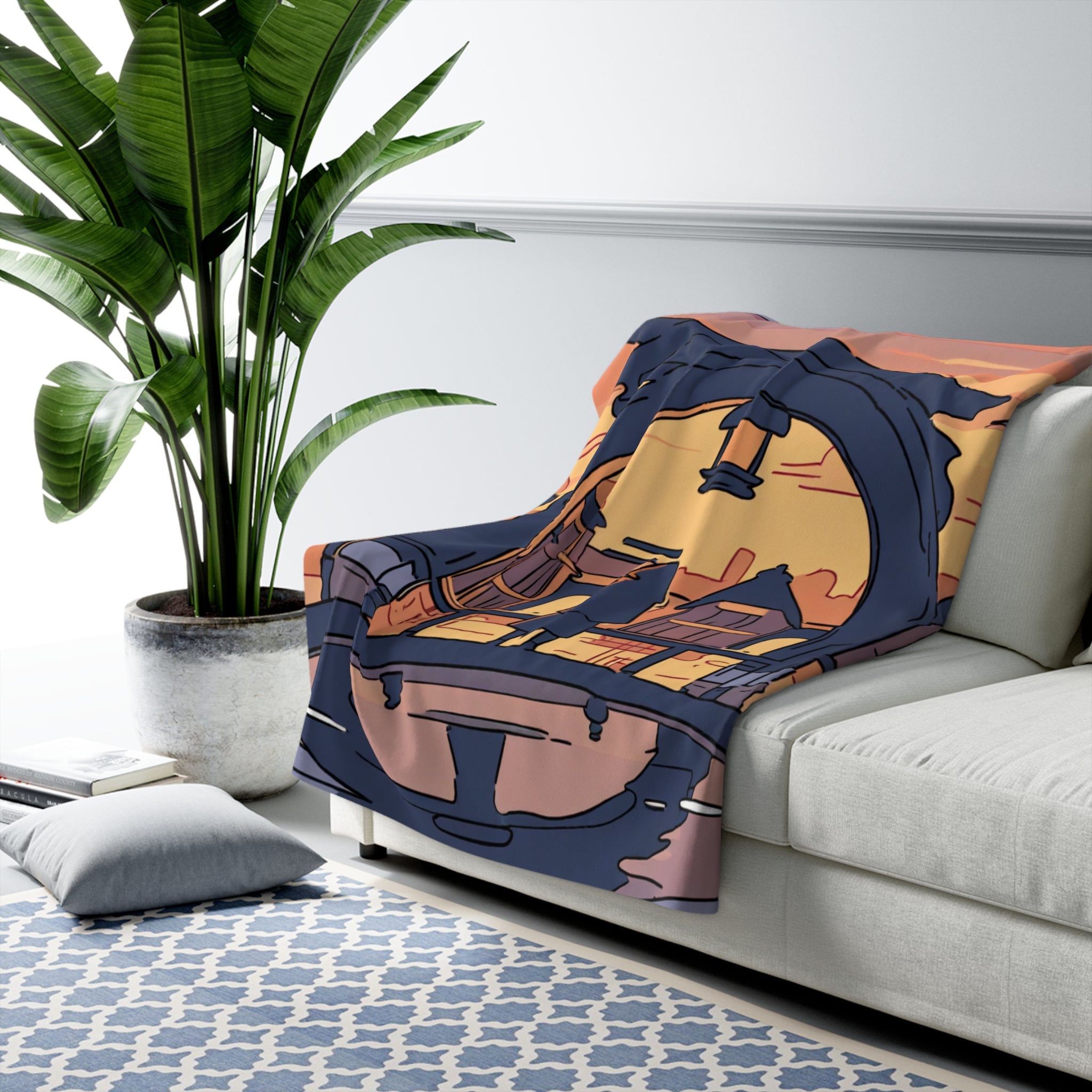 Ferrywoman in Rain-Darkened Cloak Velveteen Throw Blanket